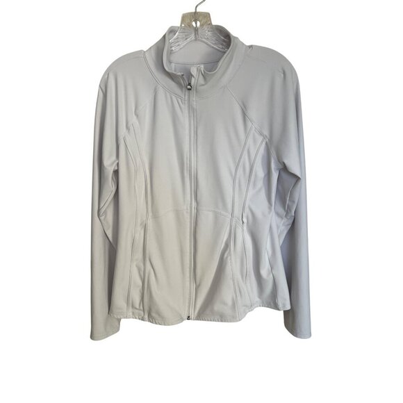 Yogalicious Womens White Full-Zip Jacket XL Polyester Spandex Blend - Picture 1 of 3